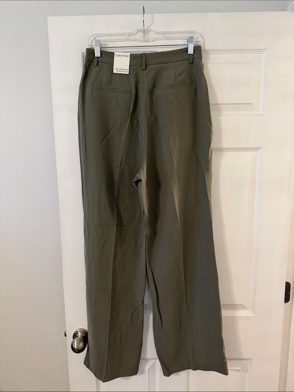 Calvin Klein Olive Pleated Women’s Trousers size 29 high waisted brand new - Picture 4 of 8